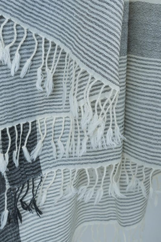 Grey White Lux wool premium shawl