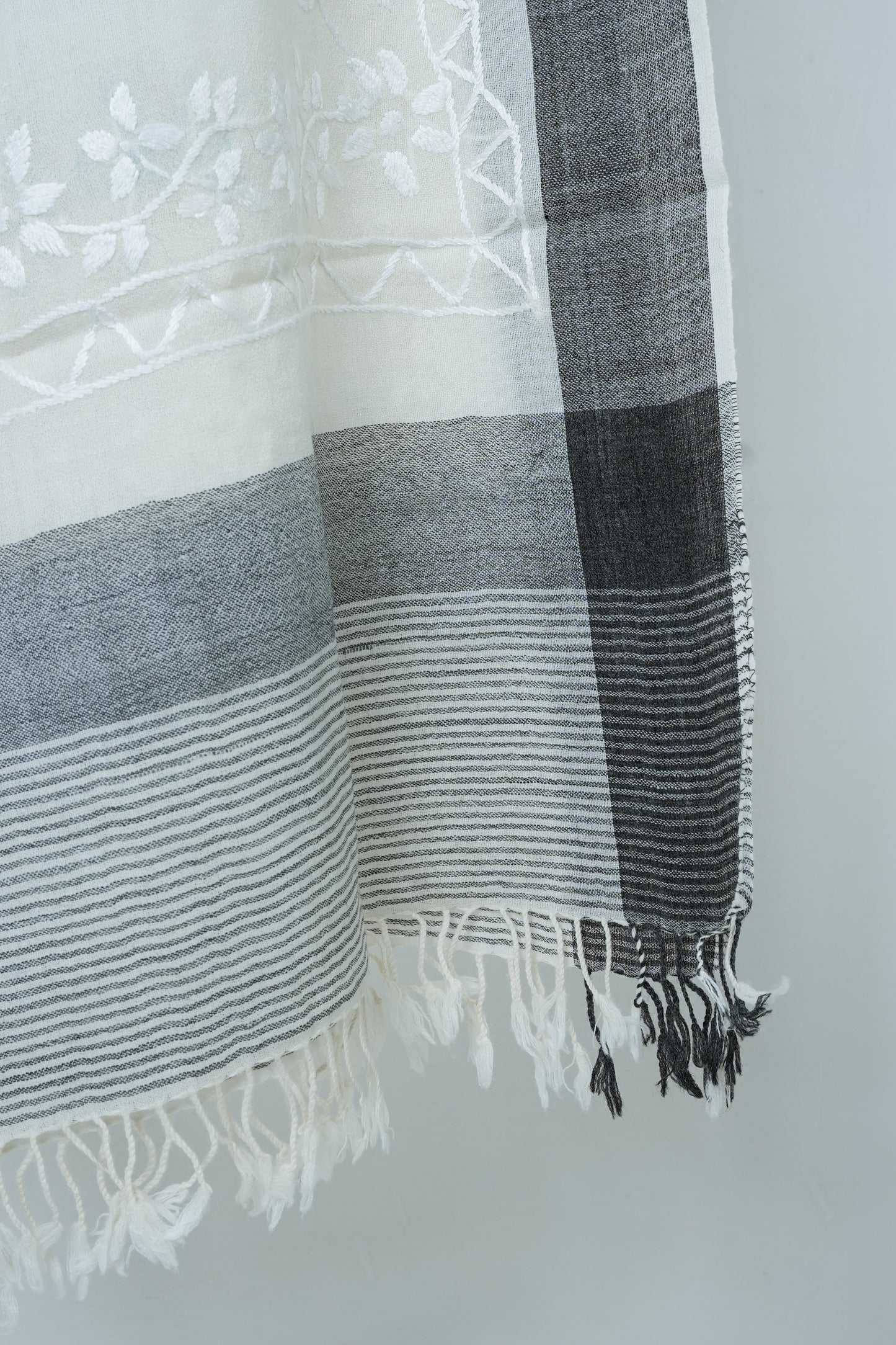 Grey White Lux wool premium shawl