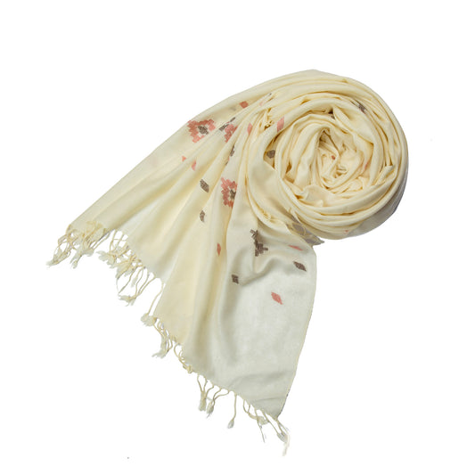 Vanilla White Hand made wool shawl
