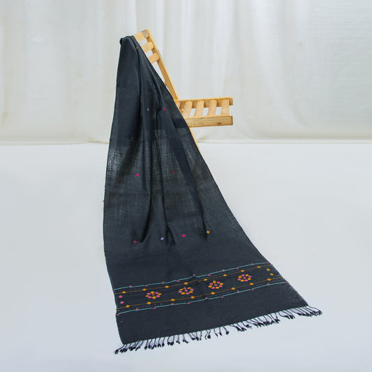 Black floral Hand made wool stoles