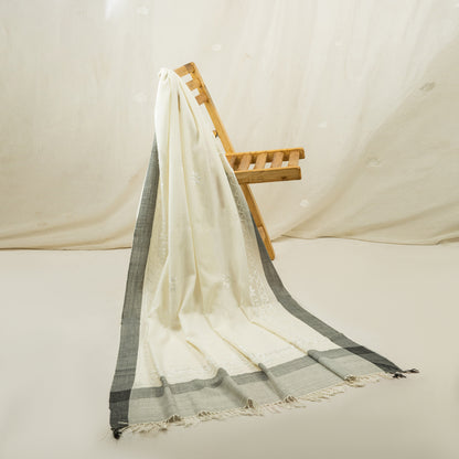 Grey White Lux wool premium shawl