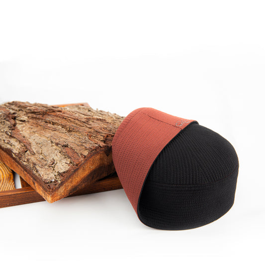 Xenath 2 in 1  Red Brown & Black Koofis Cap for MEN