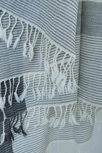 Grey White Lux wool premium shawl