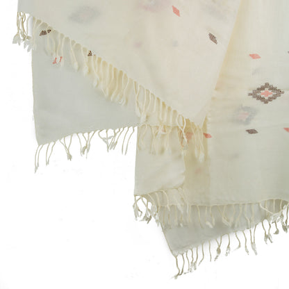 Vanilla White Hand made wool shawl