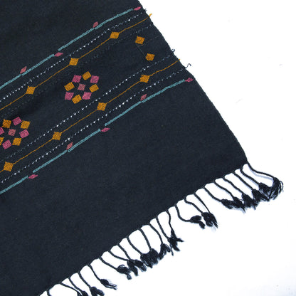 Black floral Hand made wool stoles