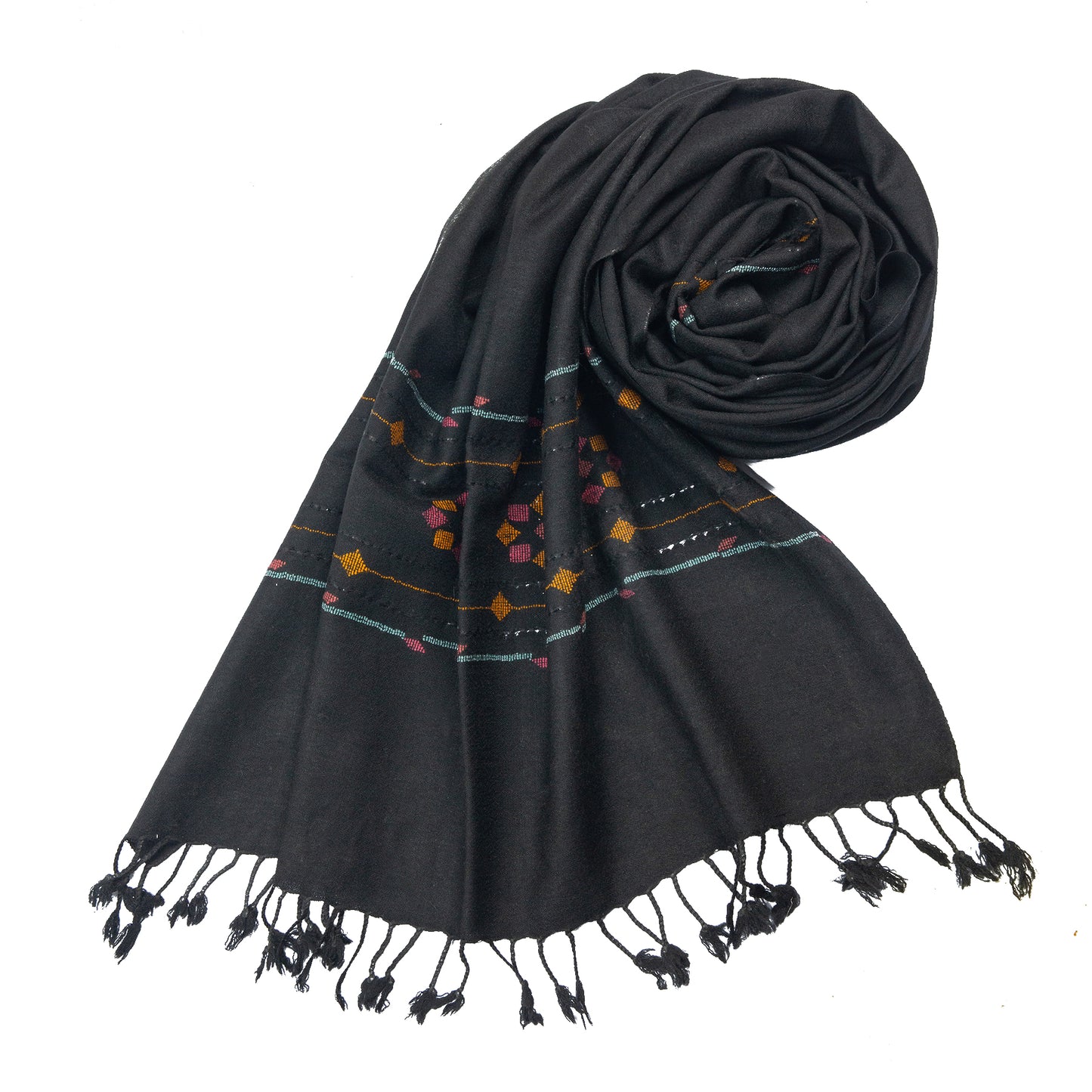 Black floral Hand made wool stawler