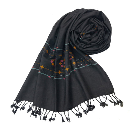 Black floral Hand made wool stoles